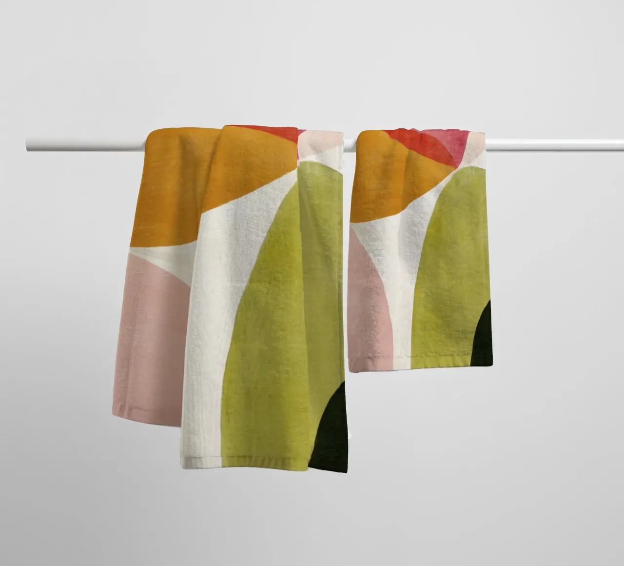 Abstract Form Composition in Retro Hues towel by Stilrausch