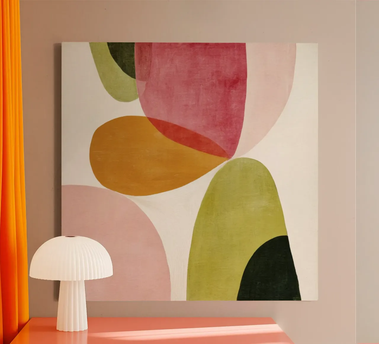 Abstracte vormcompositie in retro tinten canvas van Stilrausch