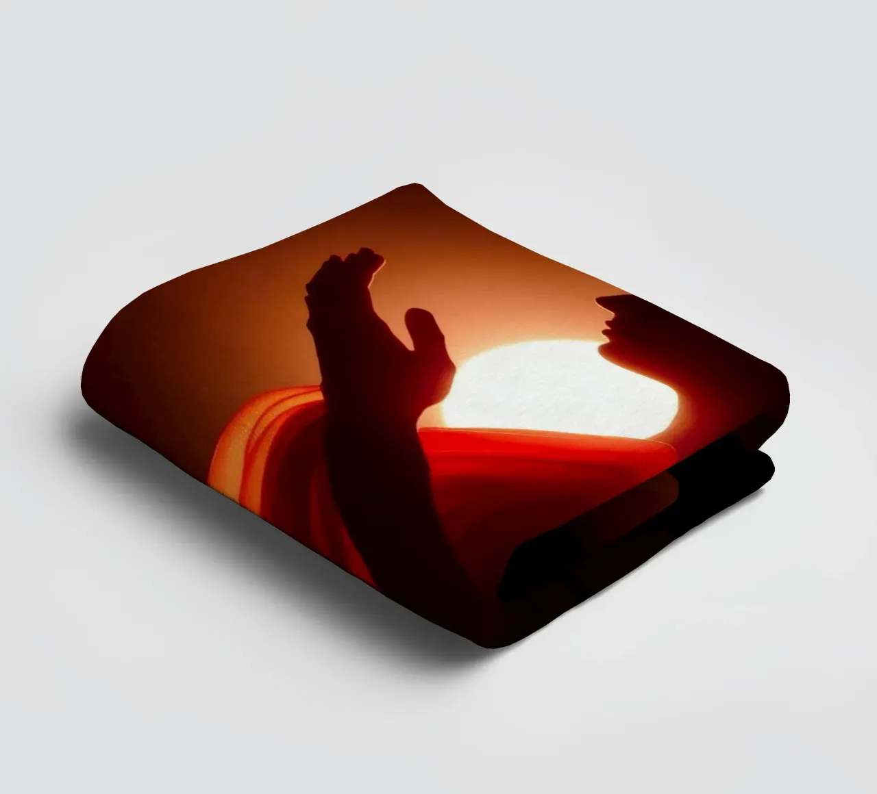Elegant silhouette of a figure surrounded by warm glowing towel by DesignDoodle