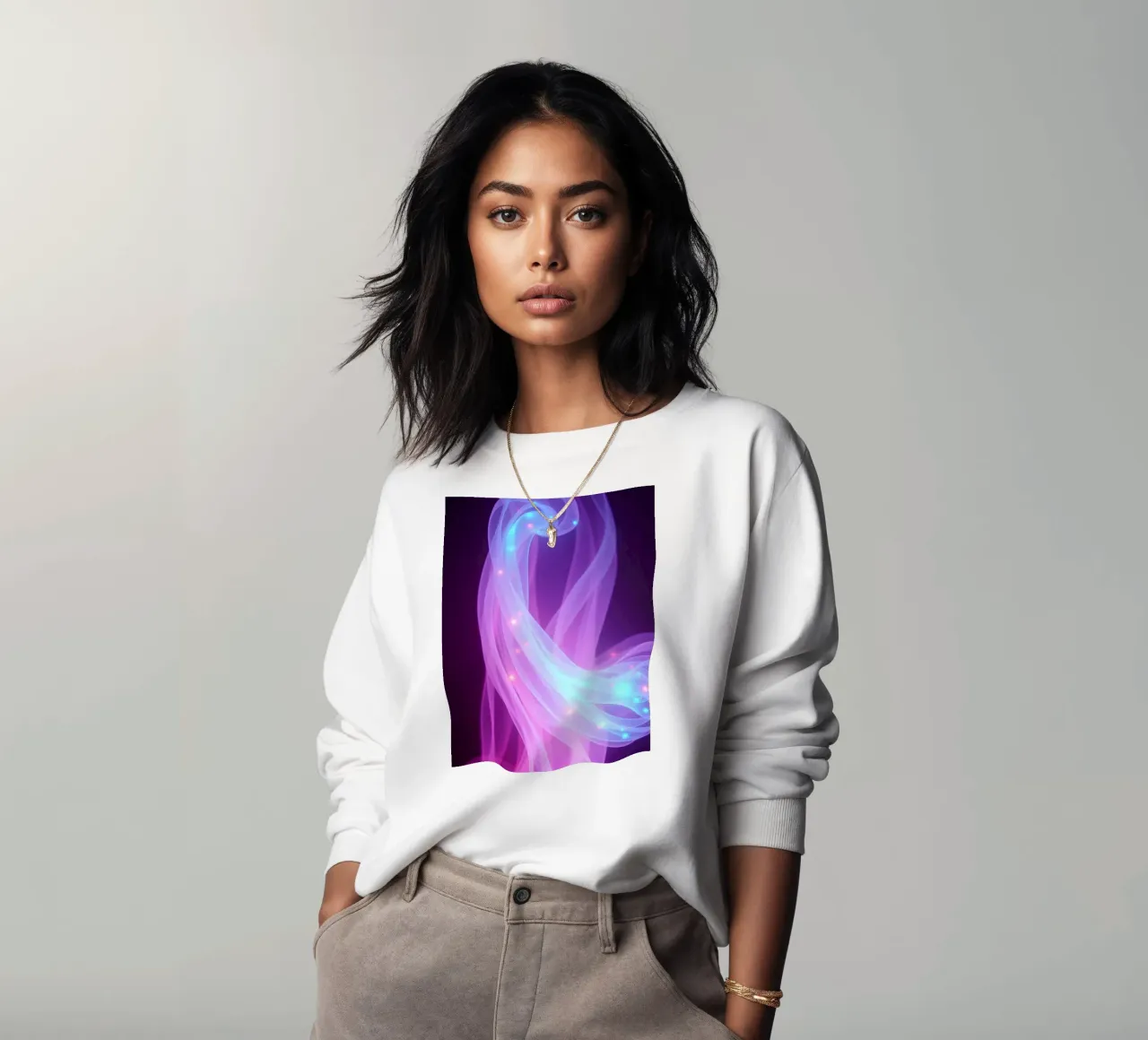 abstract light patterns swirling through space sweatshirt by DesignDoodle