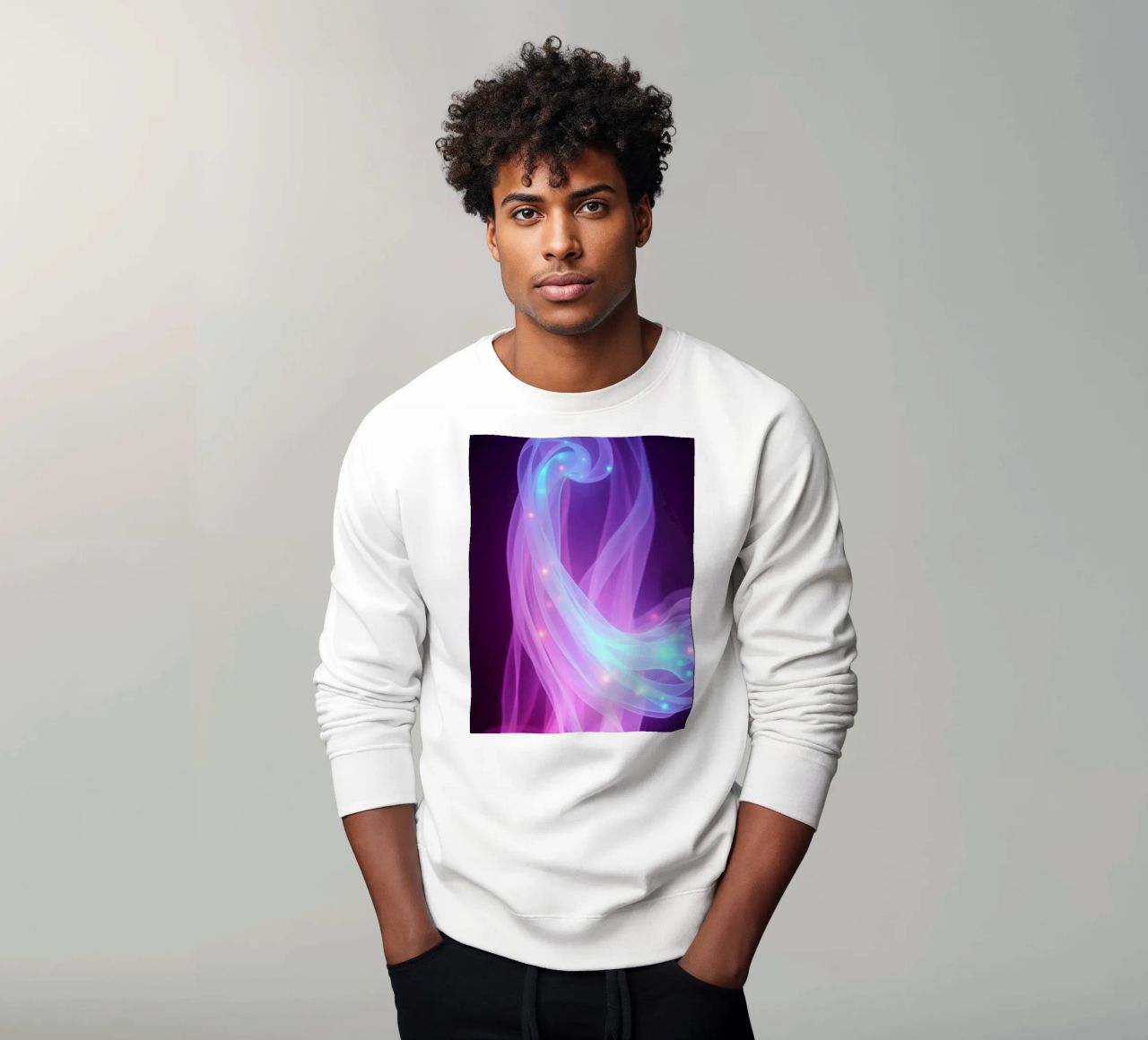 abstract light patterns swirling through space sweatshirt by DesignDoodle