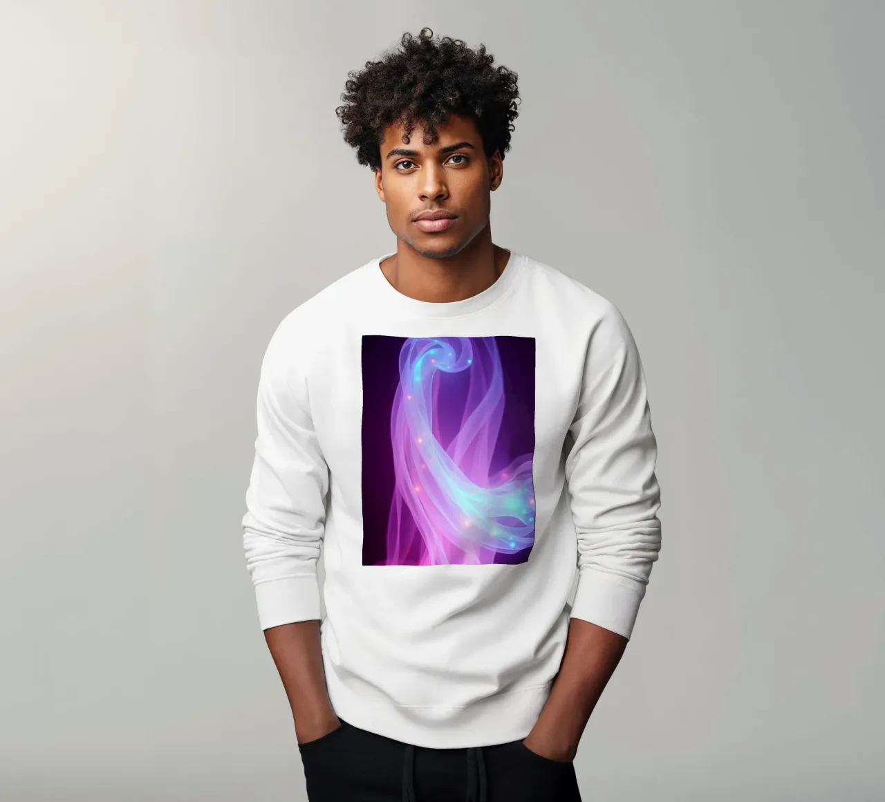 abstract light patterns swirling through space sweatshirt by DesignDoodle
