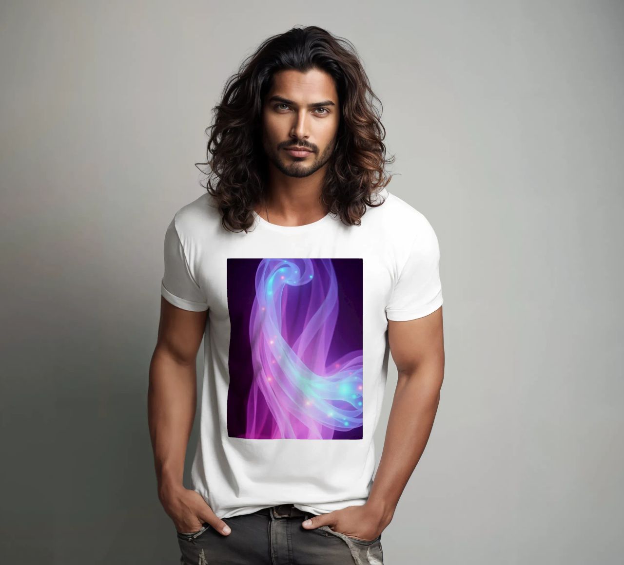 abstract light patterns swirling through space t-shirt by DesignDoodle