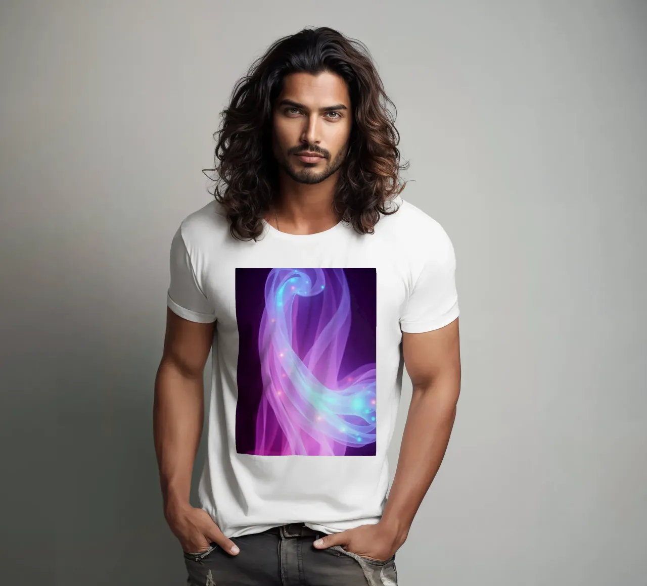 abstract light patterns swirling through space t-shirt by DesignDoodle