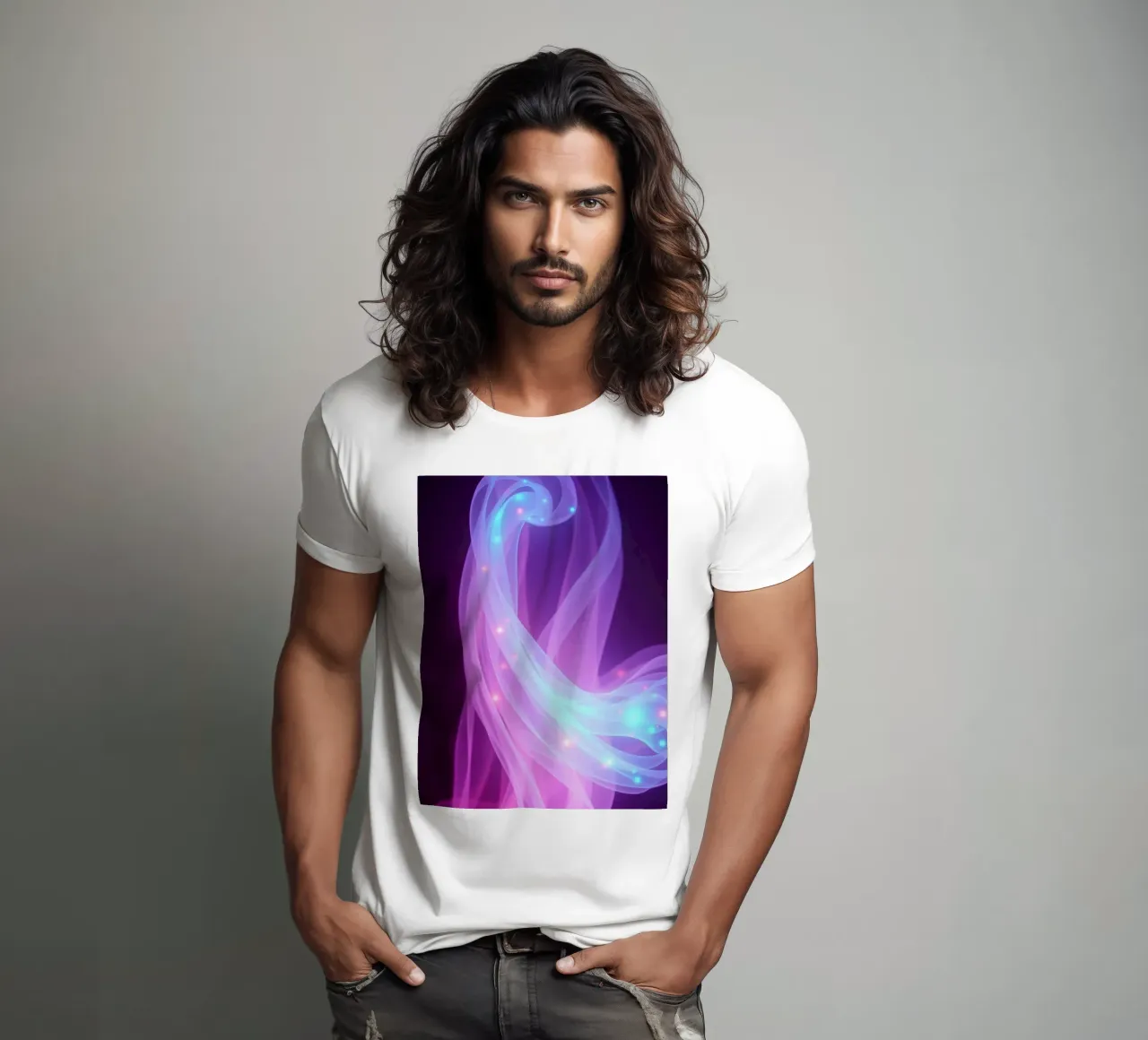 motifs lumineux abstraits tourbillonnant dans l'espace t-shirt de DesignDoodle