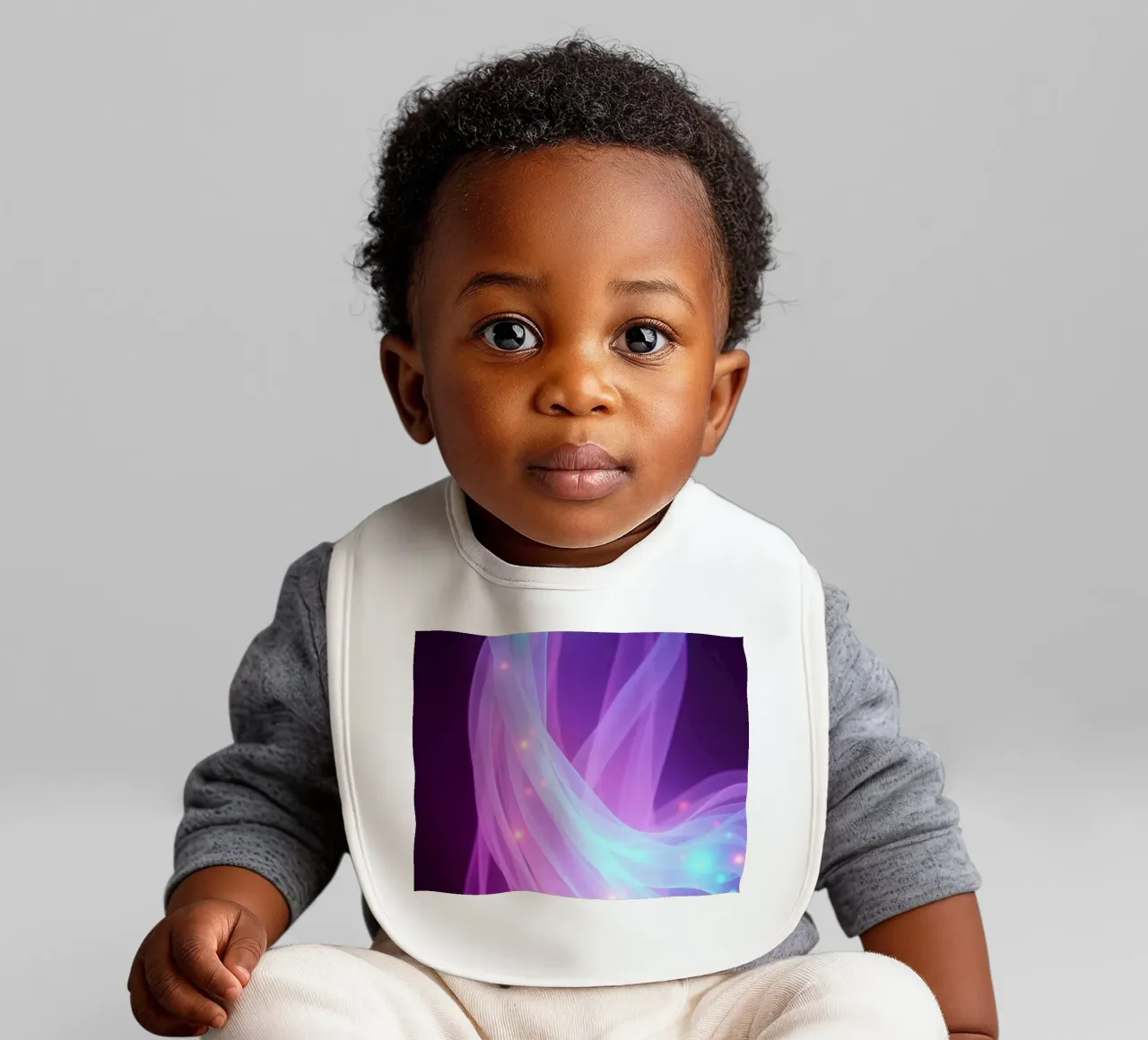 abstract light patterns swirling through space baby bib by DesignDoodle