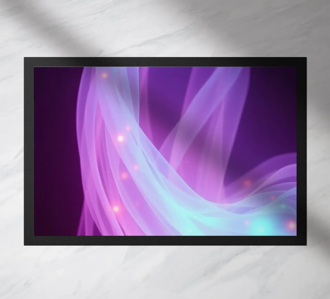 abstract light patterns swirling through space doormat by DesignDoodle