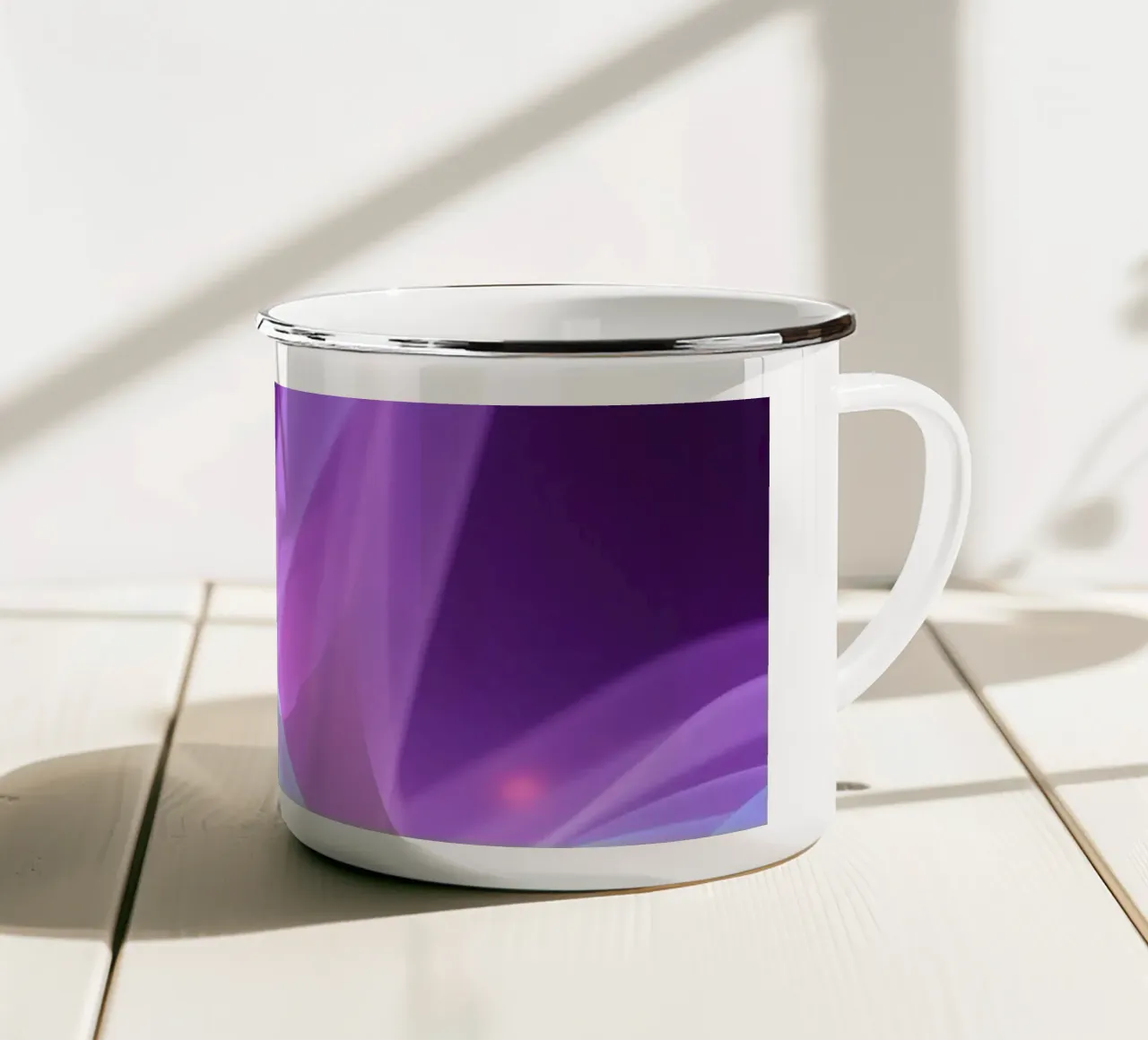 motifs lumineux abstraits tourbillonnant dans l'espace mug en émail de DesignDoodle