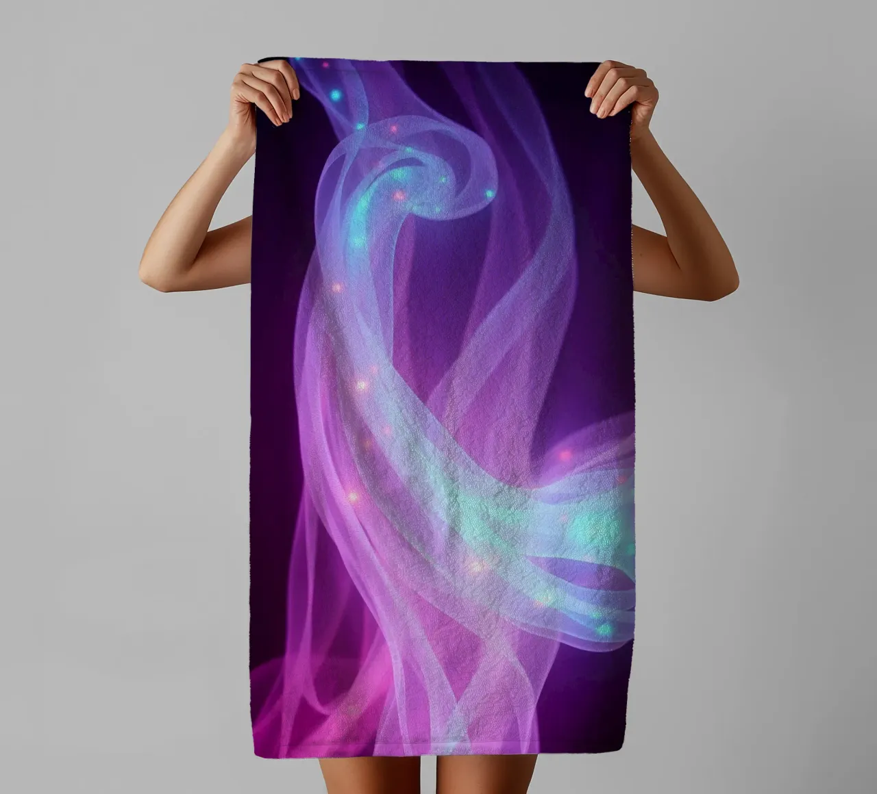 abstract light patterns swirling through space towel by DesignDoodle