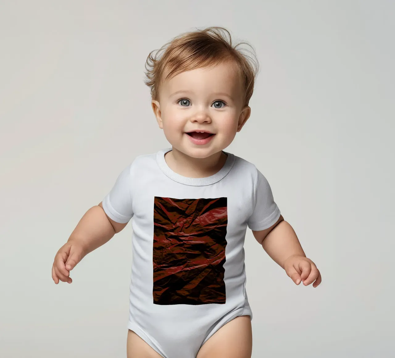 Terra Cotta Paper Landscape short-sleeve baby romper by Studio Nahili