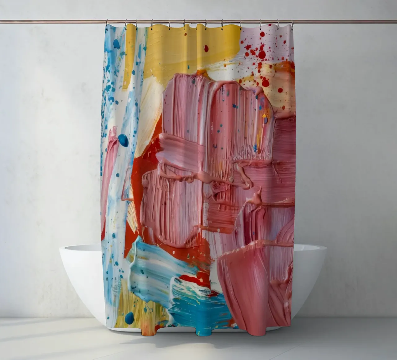 Ochre Impasto Cloud shower curtain by Sublime Layers