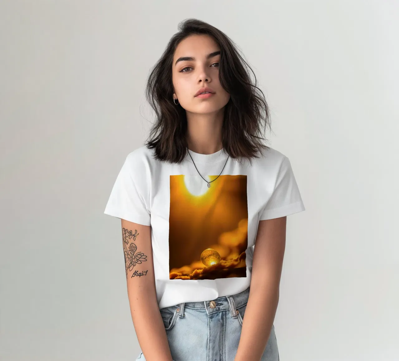 Orbe d'or transformateur reflétant la lumière sur une surface douce t-shirt de DesignDoodle