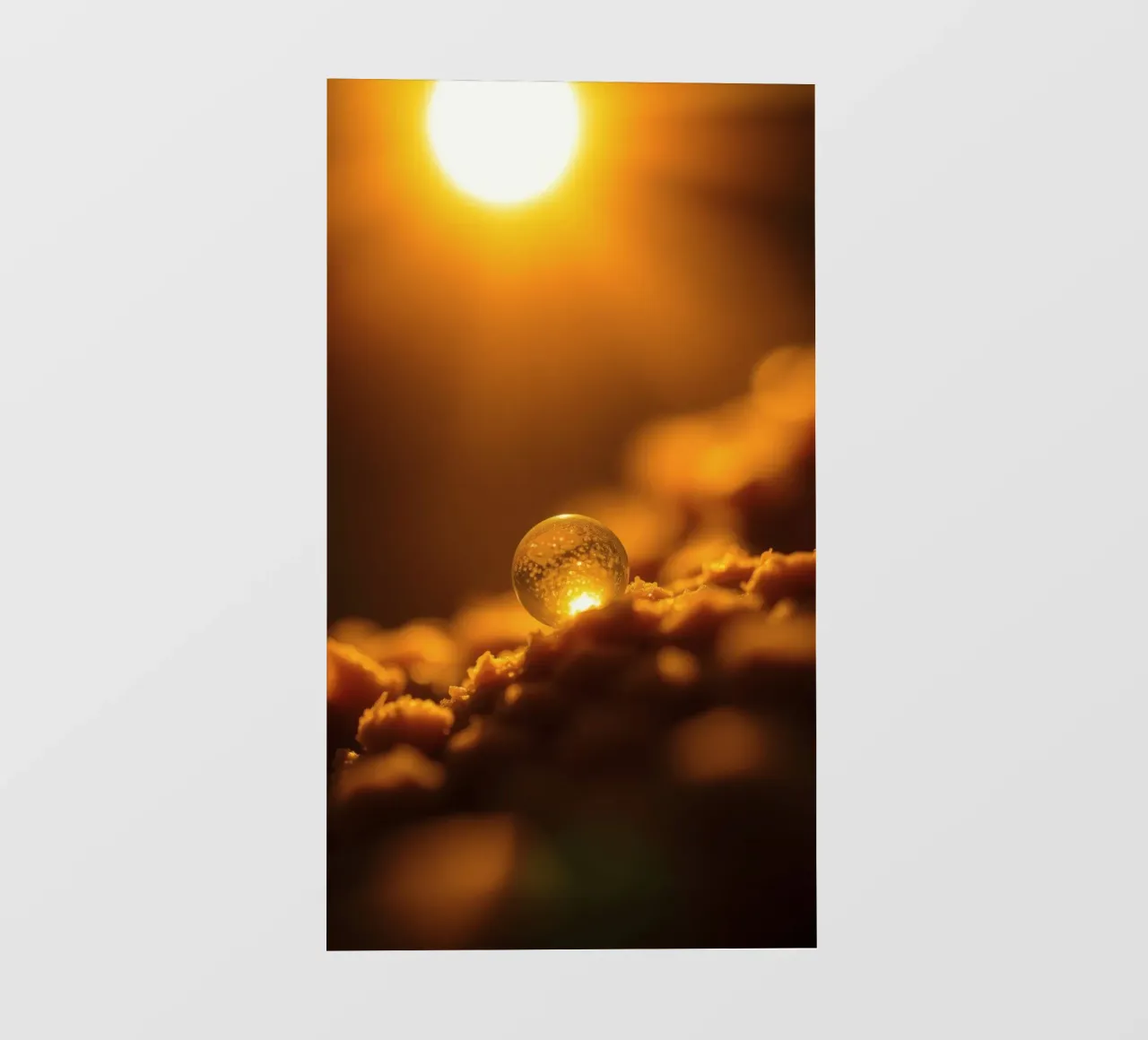 Orbe d'or transformateur reflétant la lumière sur une surface douce papier peint photo de DesignDoodle