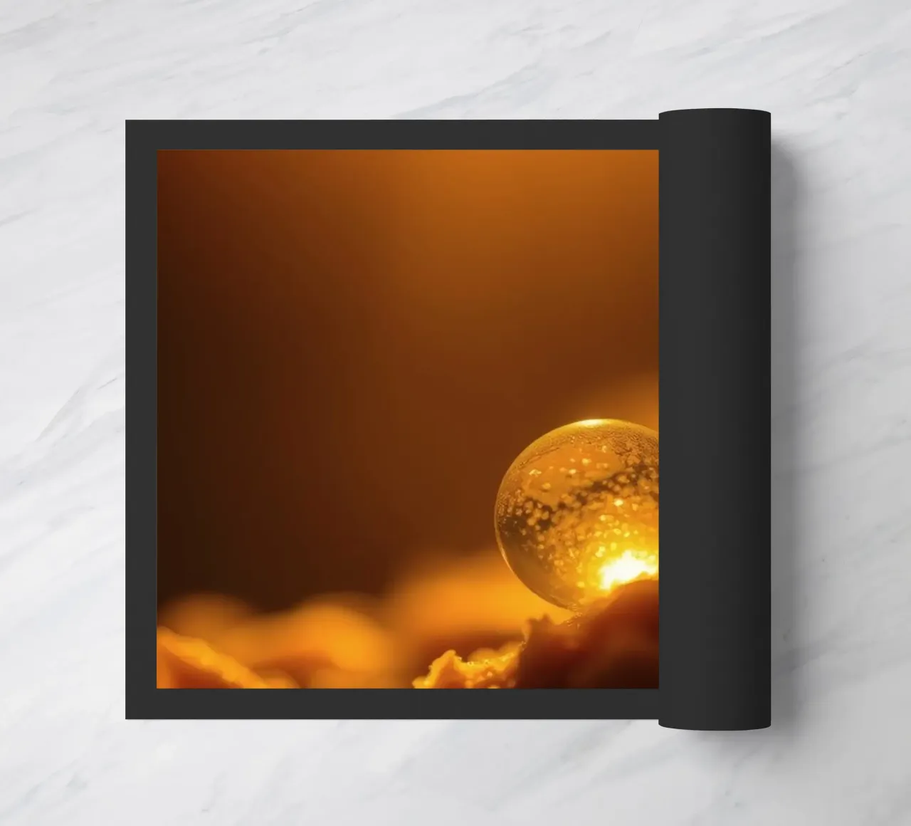 Orbe d'or transformateur reflétant la lumière sur une surface douce paillasson de DesignDoodle