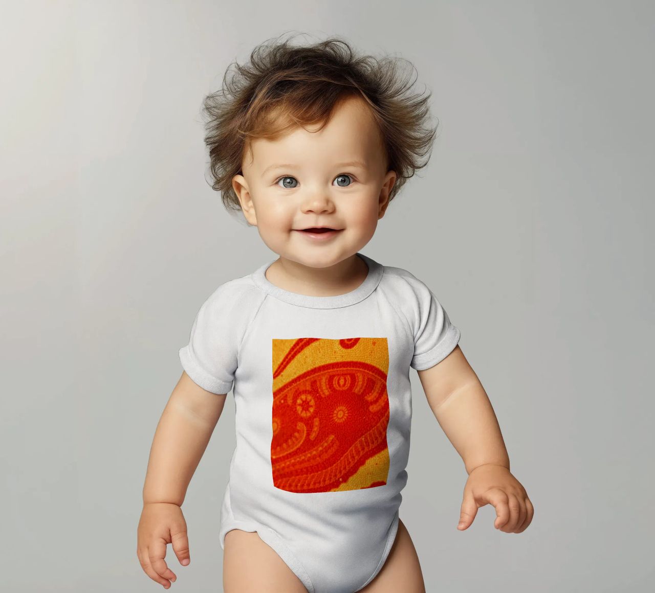 abstract wallpaper design featuring intricate patterns short-sleeve baby romper by DesignDoodle