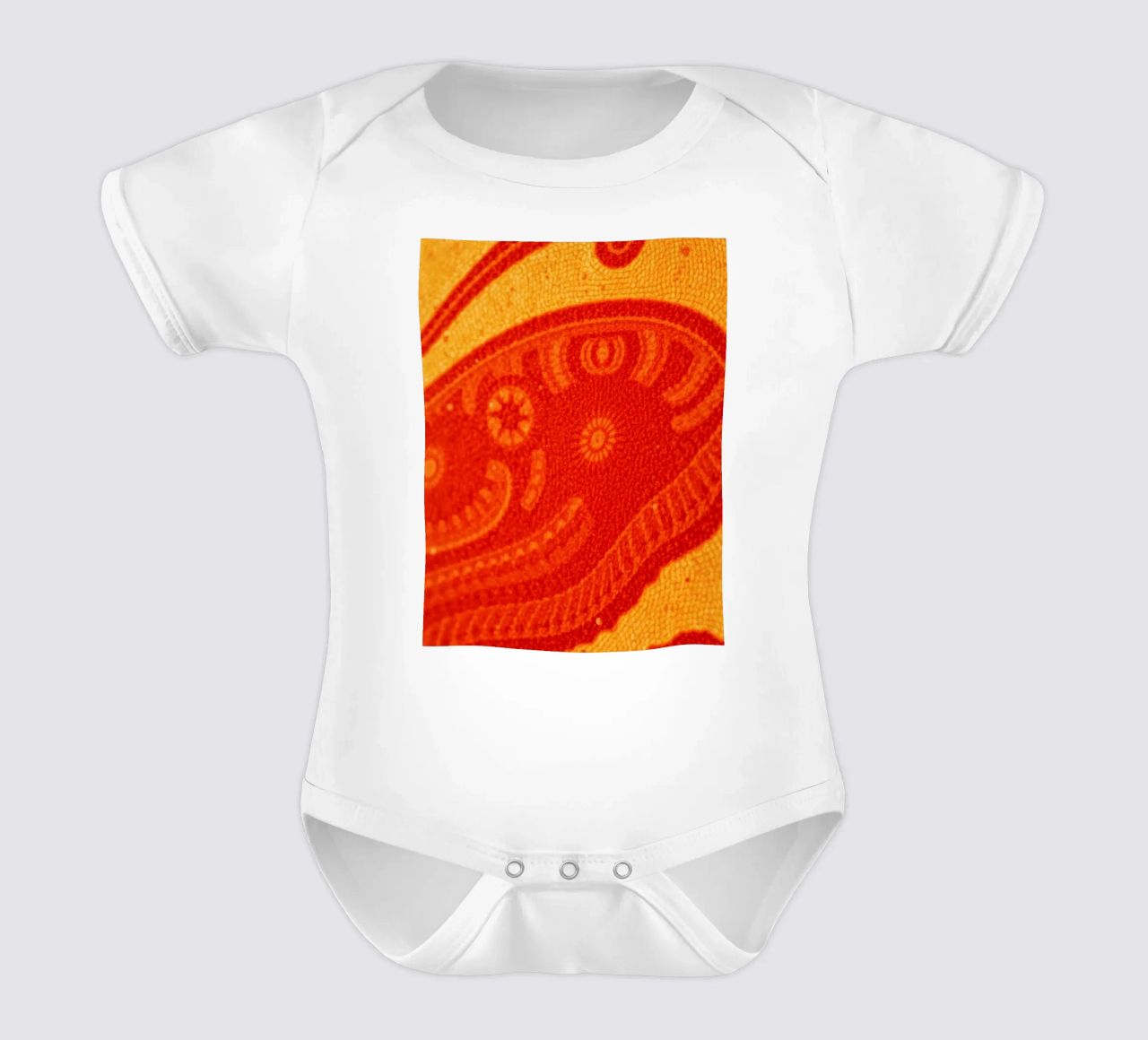 abstract wallpaper design featuring intricate patterns short-sleeve baby romper by DesignDoodle
