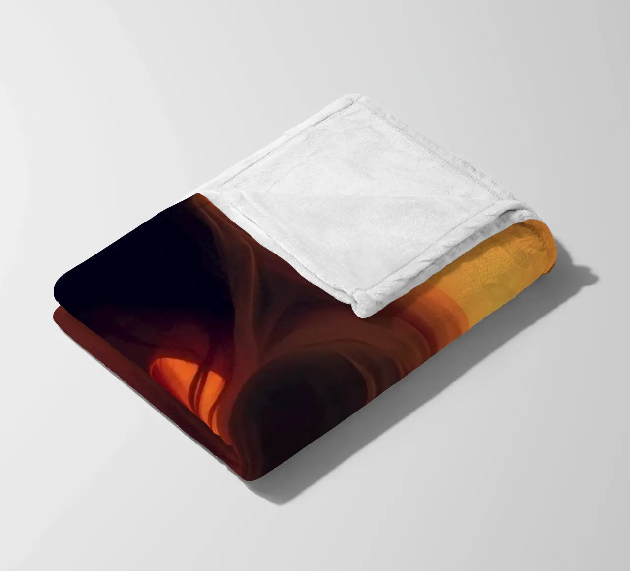 Elegant silhouette stands against a fiery background fleece blanket by DesignDoodle