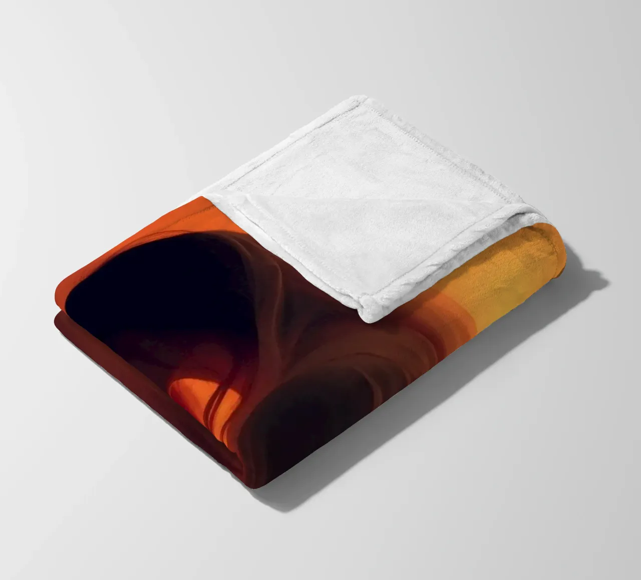 Elegant silhouette stands against a fiery background fleece blanket by DesignDoodle
