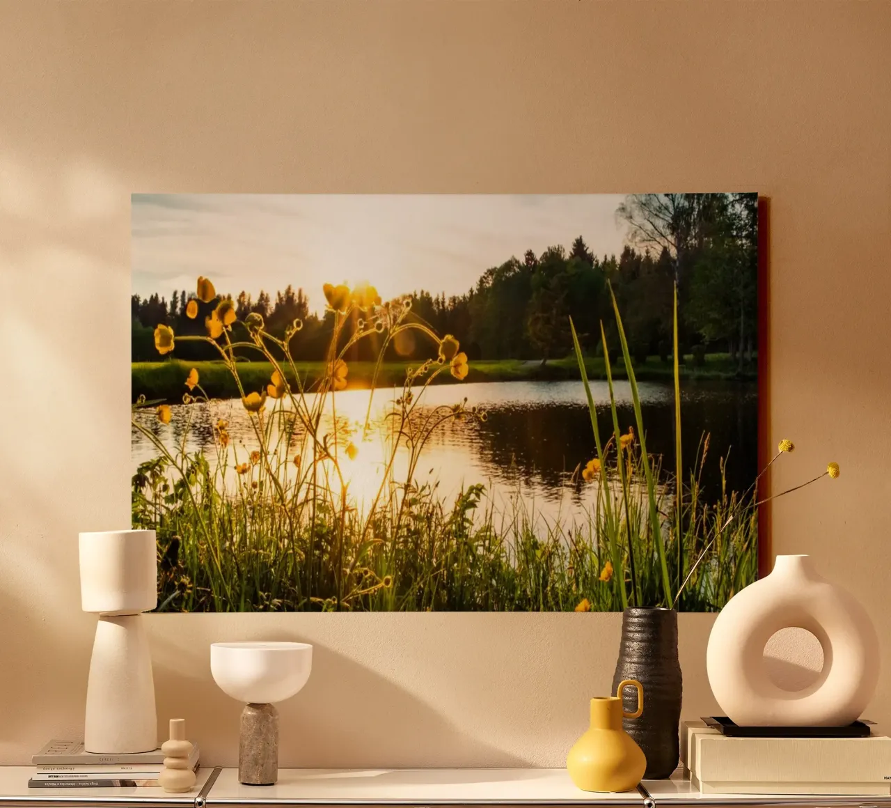 Evening rest at the Schalkofener Weiher in Bavaria canvas by 5ecken