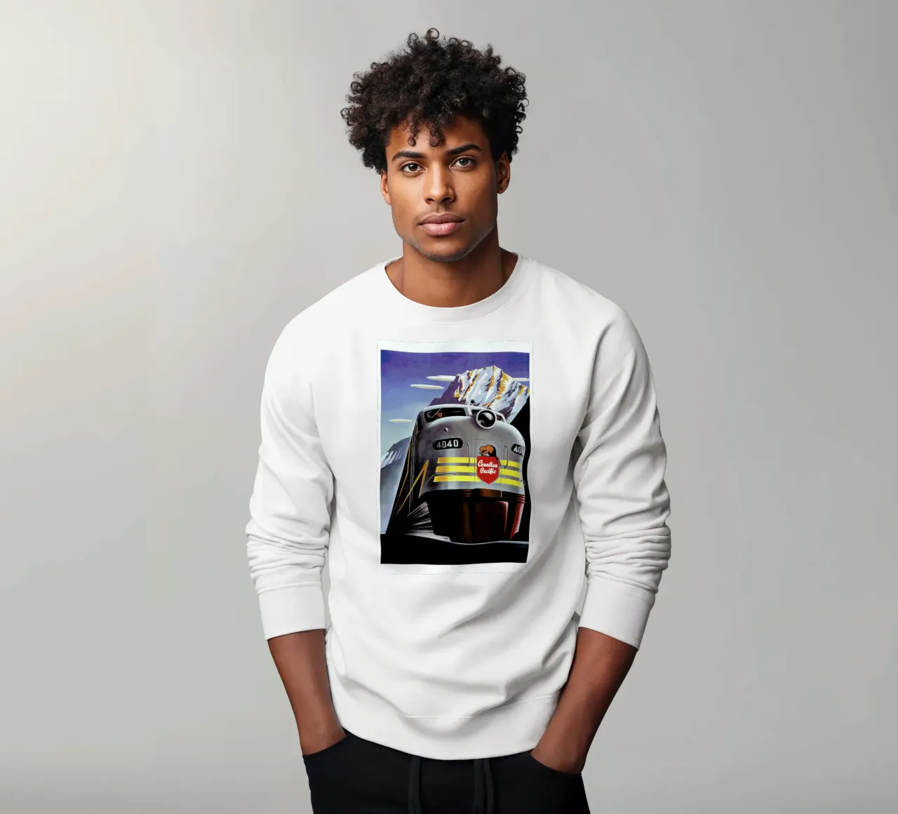 train sweatshirt by Robert Livingston