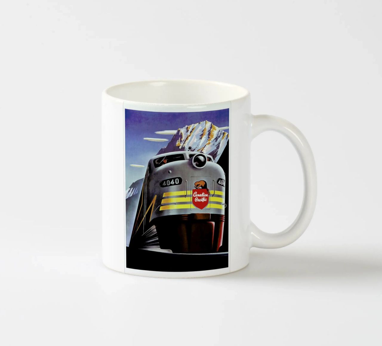 train tazza in ceramica da Robert Livingston