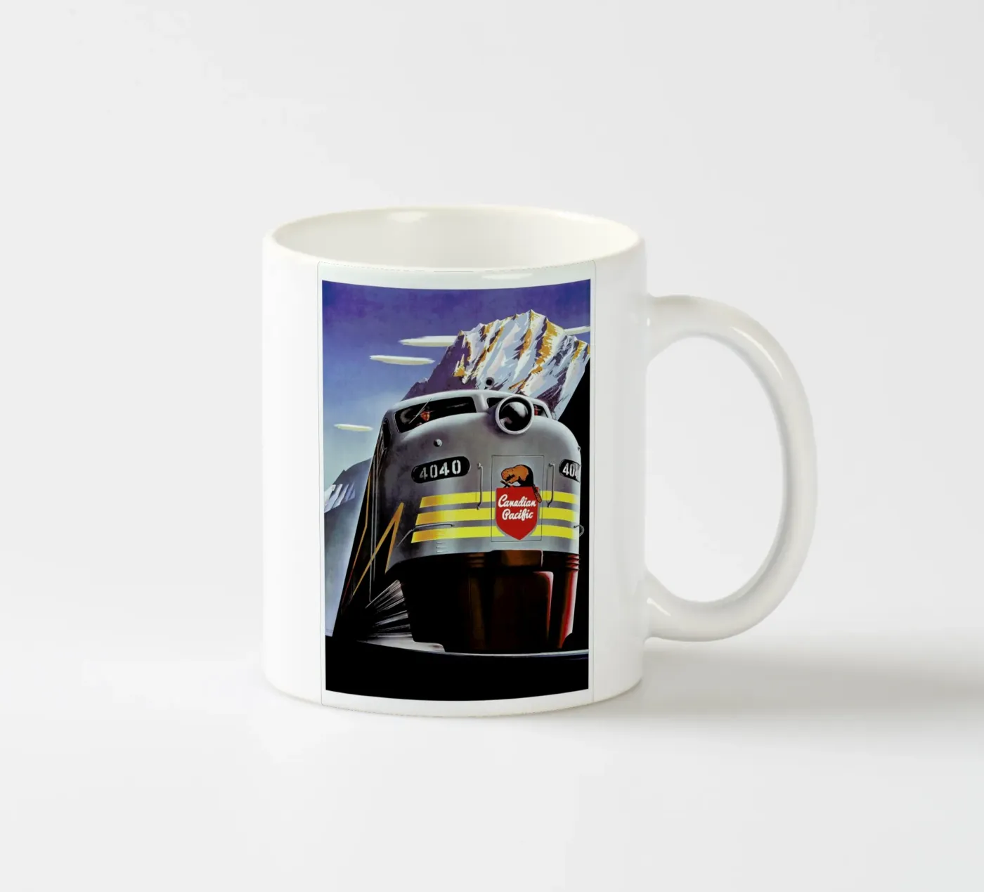 train ceramic mug by Robert Livingston
