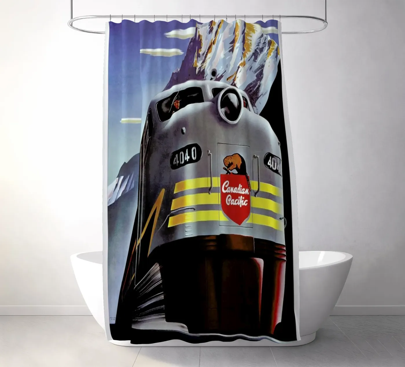 train Duschvorhang von Robert Livingston