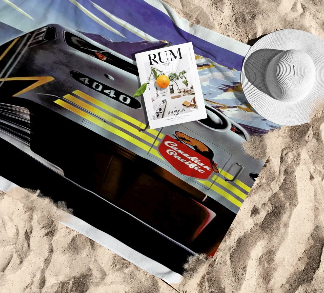 train beach towel by Robert Livingston