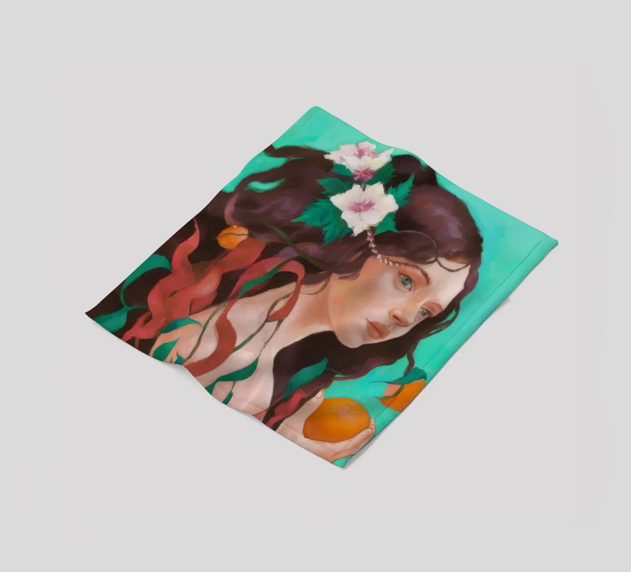 Floral Citrus Reverie fleece blanket by Arcane Shade