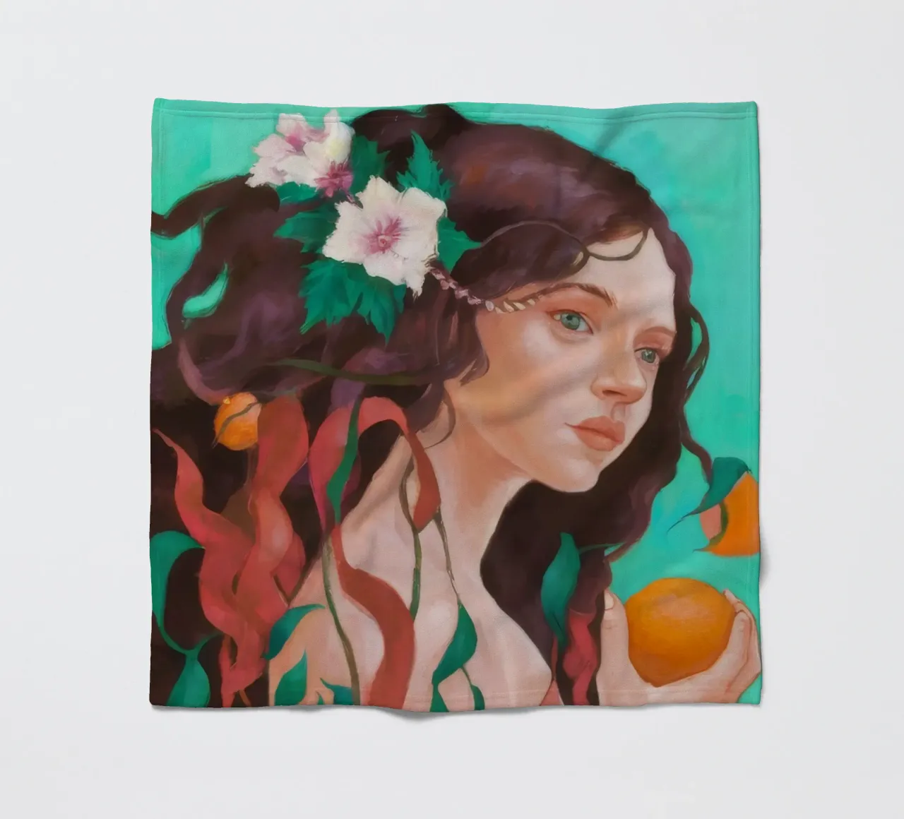 Floral Citrus Reverie fleece blanket by Arcane Shade