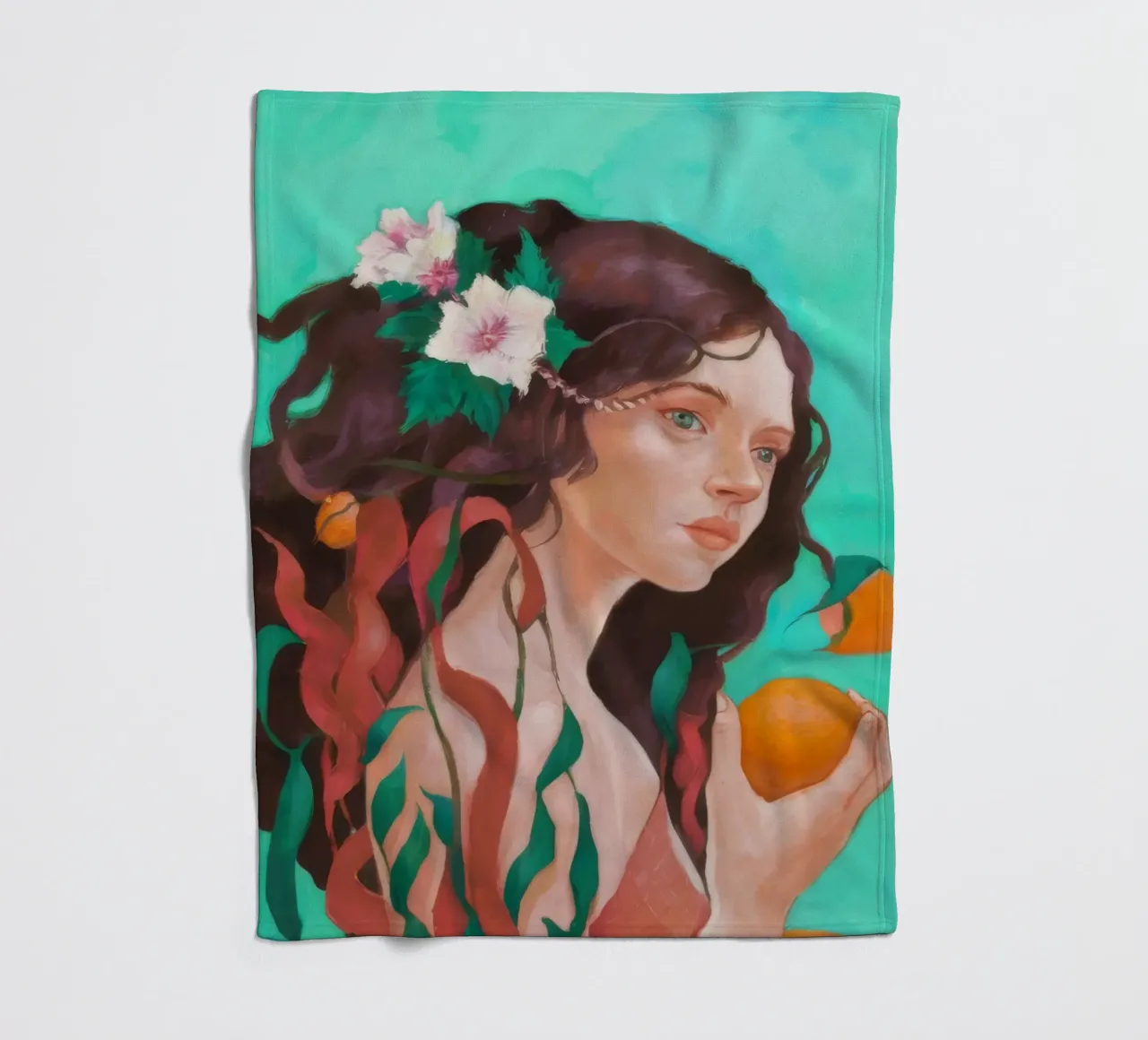 Floral Citrus Reverie fleece blanket by Arcane Shade