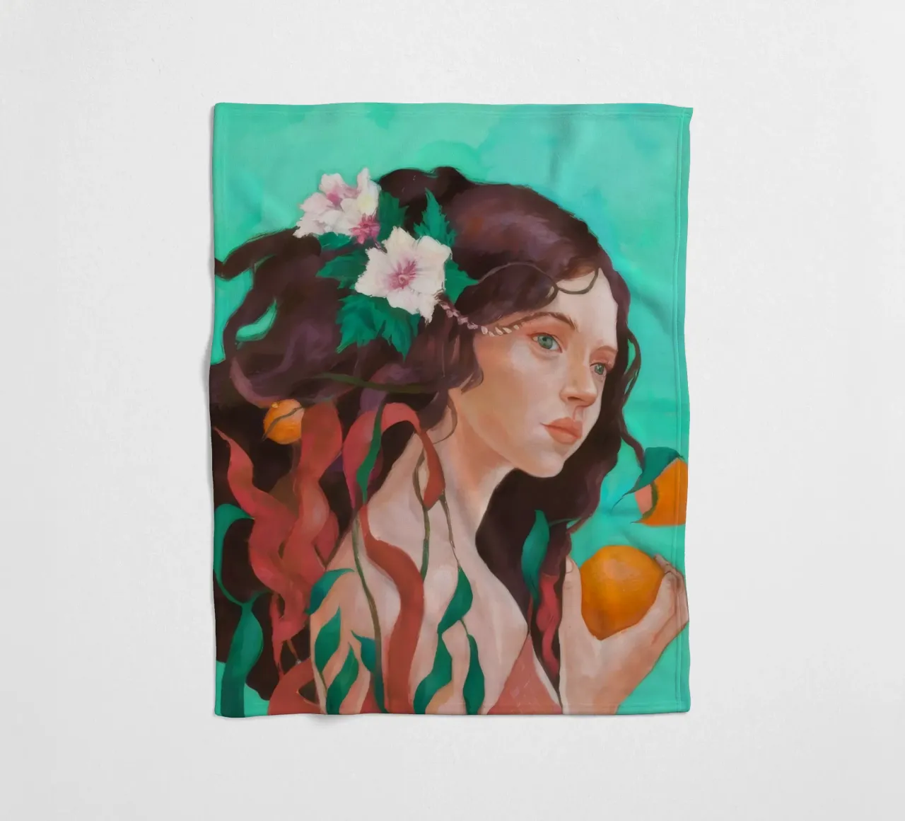 Floral Citrus Reverie fleece blanket by Arcane Shade