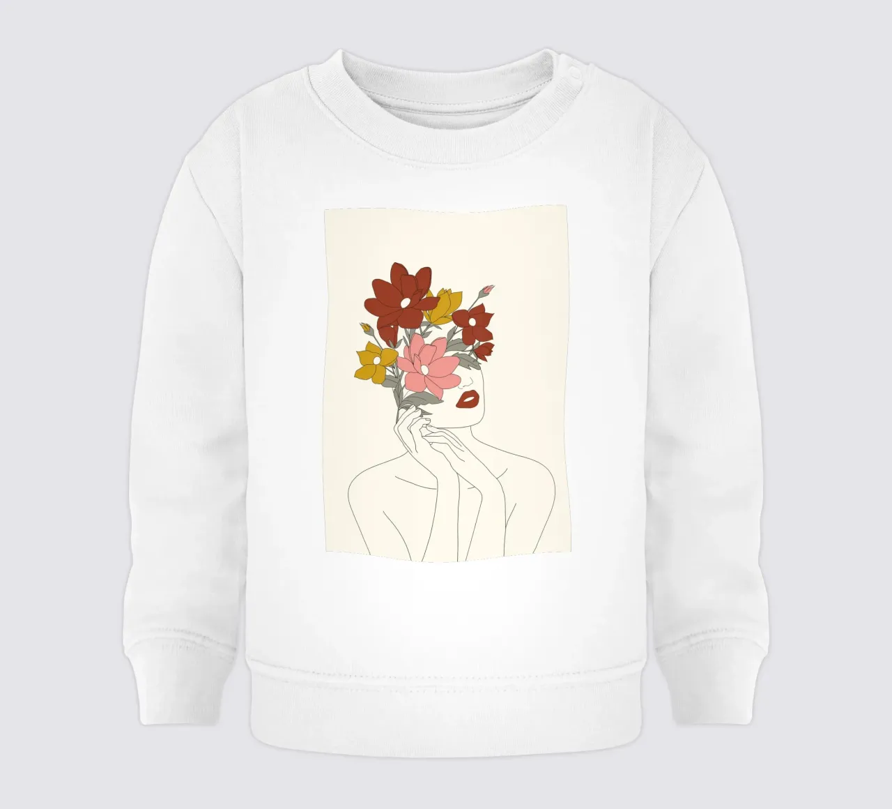 Colorful Thoughts Minimal Line Art Woman with Magnolia felpa neonato da Nadjaa