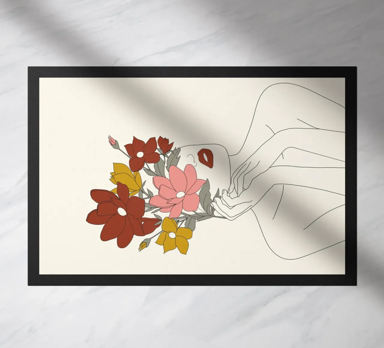 Colorful Thoughts Minimal Line Art Woman with Magnolia zerbino da Nadjaa