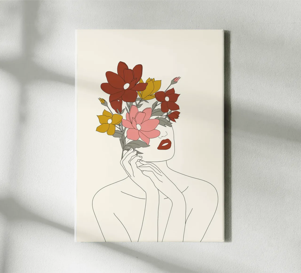 Colorful Thoughts Minimal Line Art Woman with Magnolia tela con Cornice a cassetta da Nadjaa