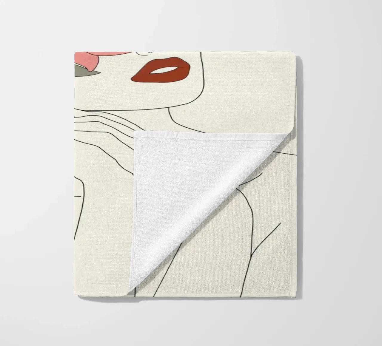 Colorful Thoughts Minimal Line Art Woman with Magnolia telo mare da Nadjaa
