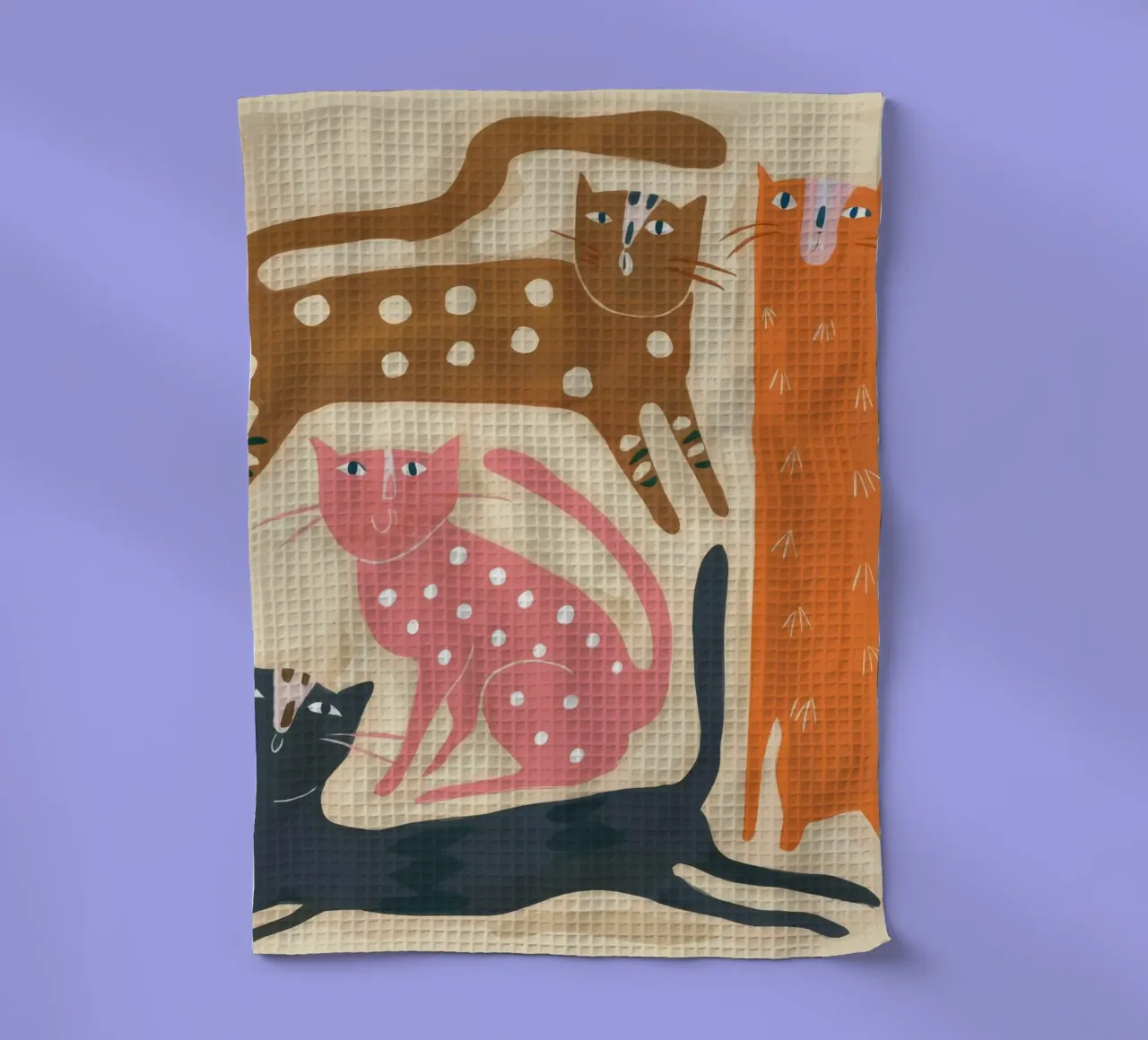 Whimsical Feline Forest tea towel by Arcane Shade