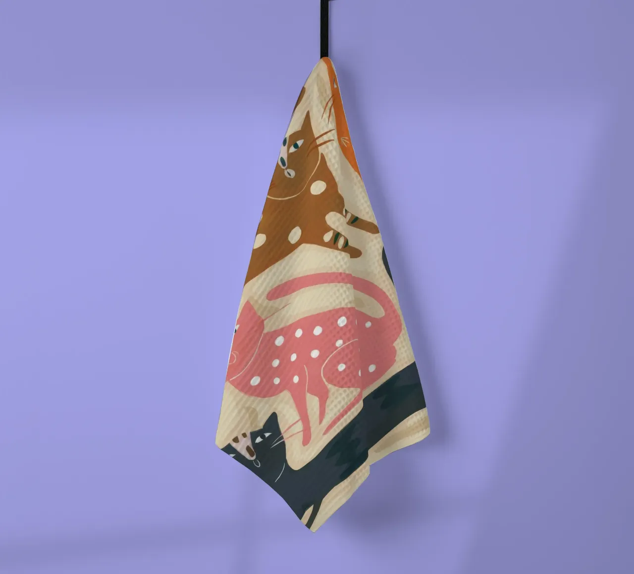 Whimsical Feline Forest tea towel by Arcane Shade