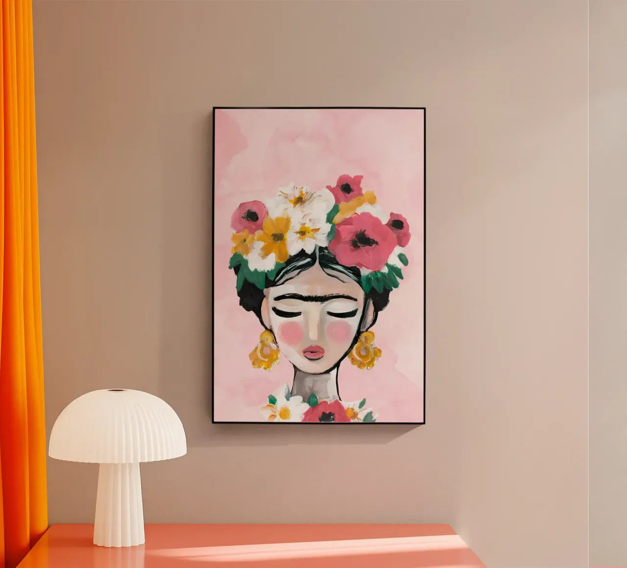 Blumige Frida Kahlo Acryl-Glas von Boheme