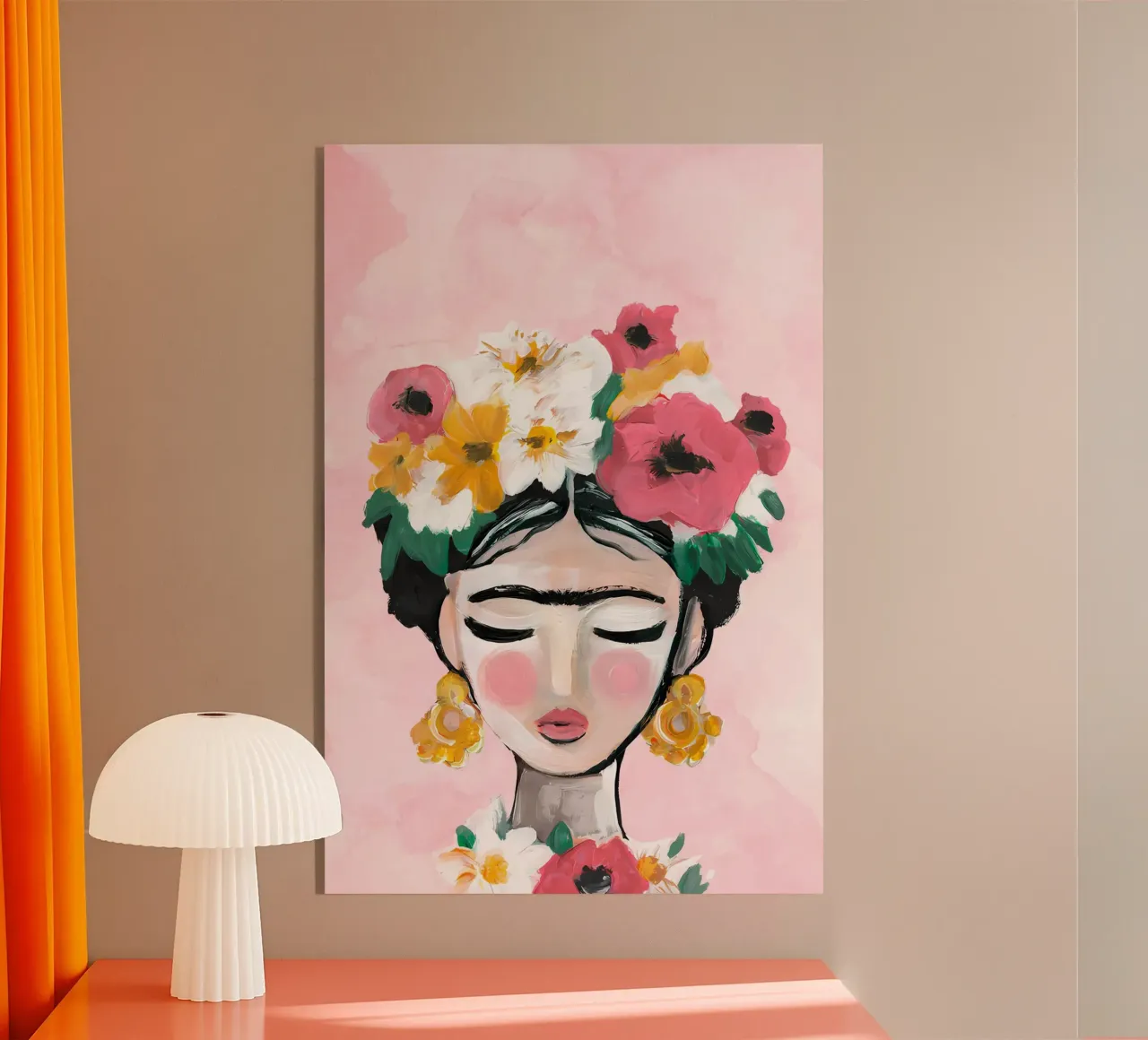 Blumige Frida Kahlo Acryl-Glas von Boheme