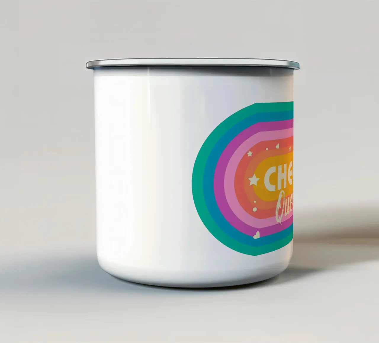 Cheers Queers - Regenboog Retro Pride Print emaille mok van showmemars