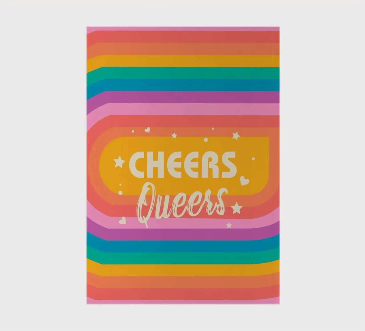 Cheers Queers – Rainbow Retro Pride Print notebook by showmemars