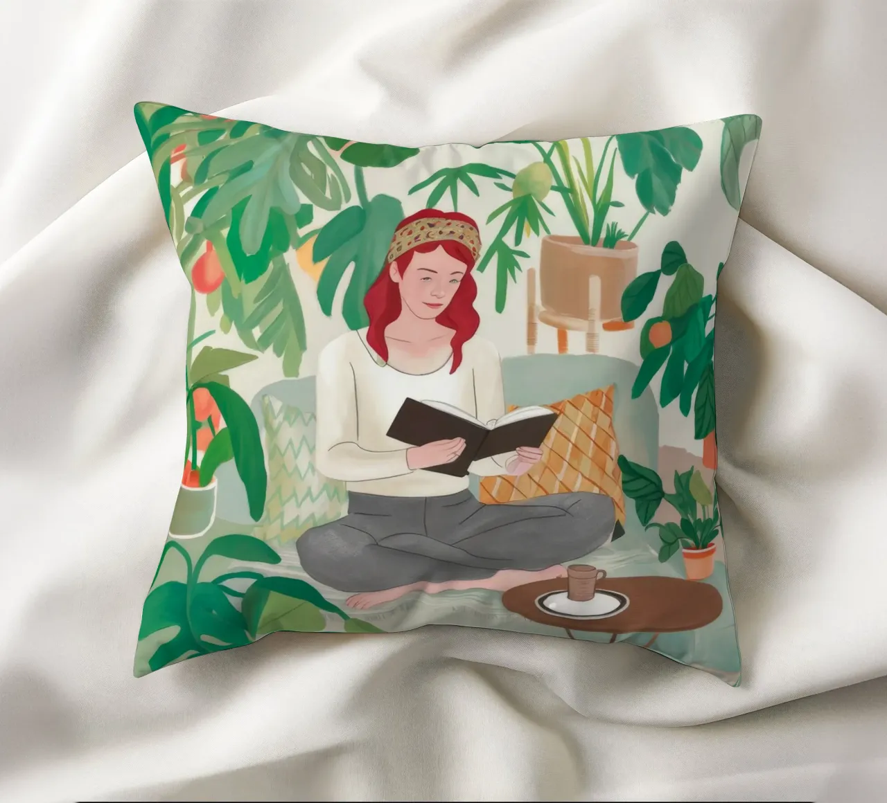 Literary Garden Tranquility decorative cushion by Arcane Shade