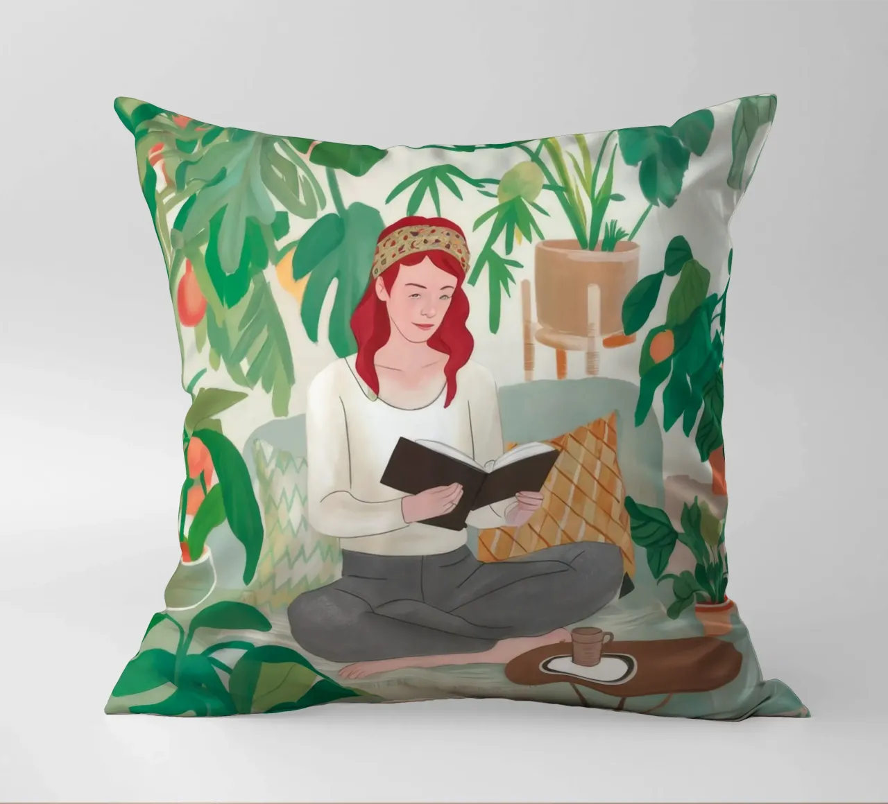 Literary Garden Tranquility decorative cushion by Arcane Shade