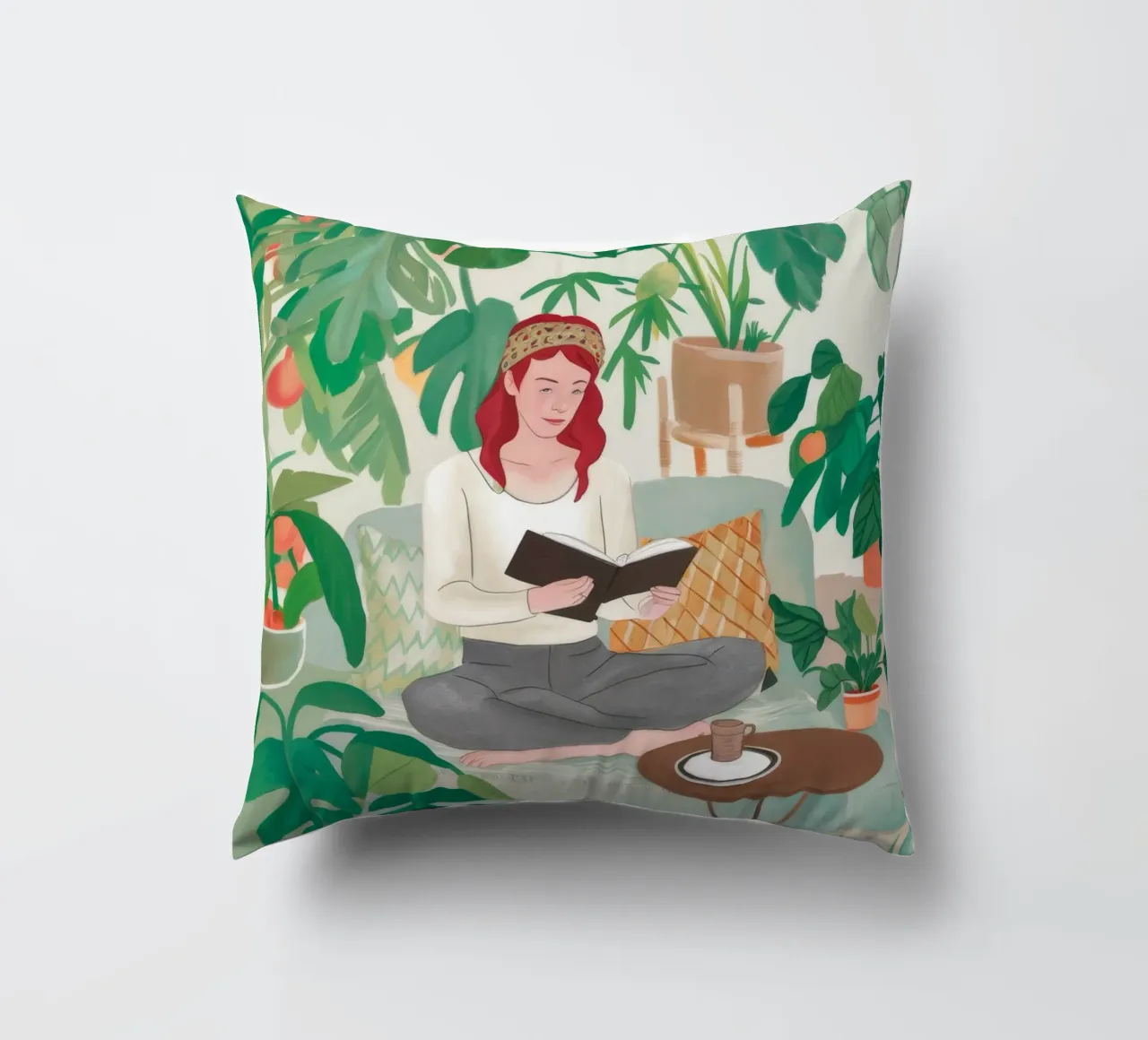 Literary Garden Tranquility decorative cushion by Arcane Shade