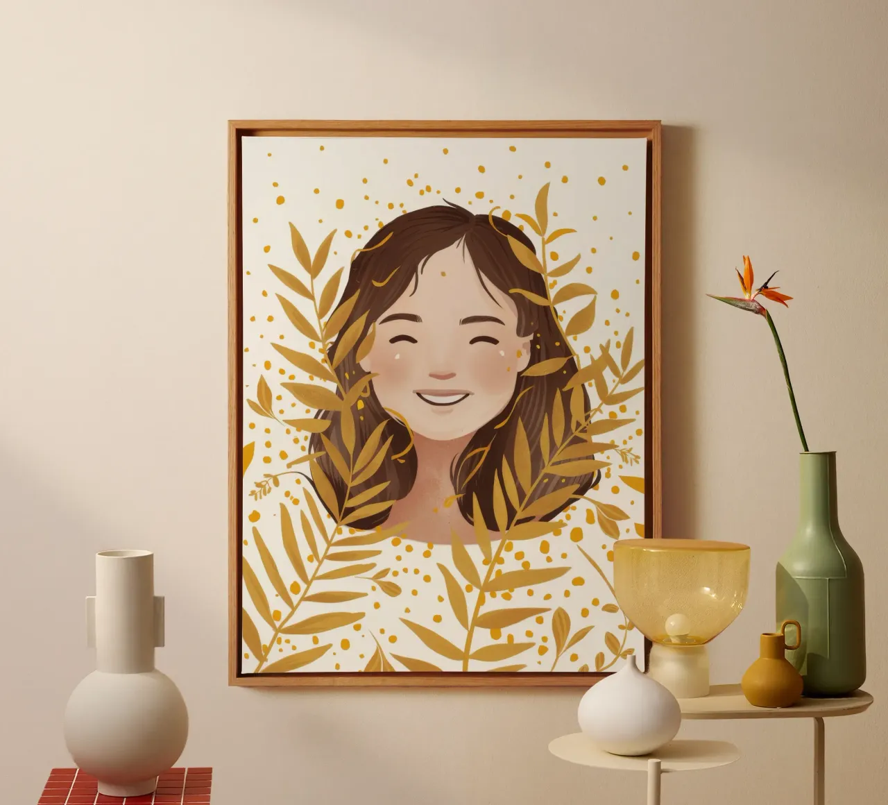 Golden Leaf Laughter canvas by Arcane Shade