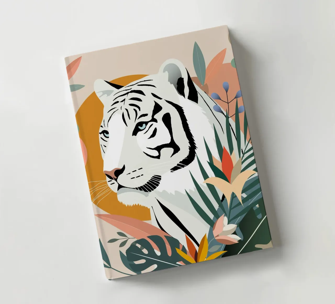 White tiger in the jungle - Modern nature design notebook by namosh