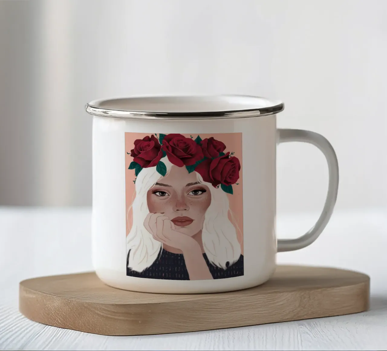 Riflesso della corona di rose tazza in smalto da Arcane Shade