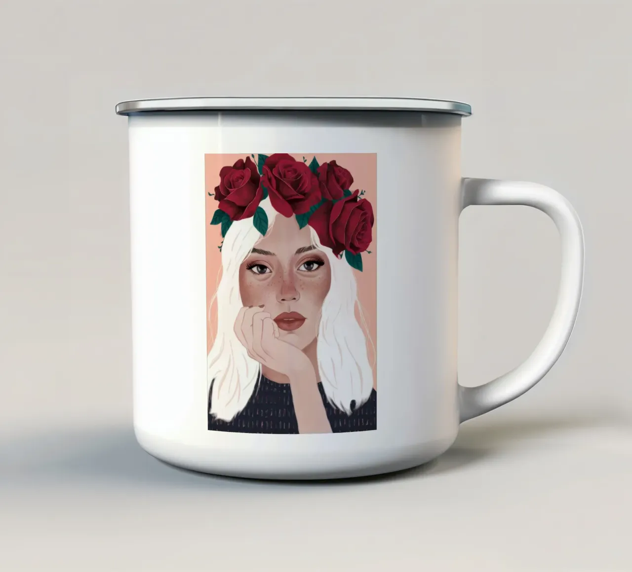 Riflesso della corona di rose tazza in smalto da Arcane Shade