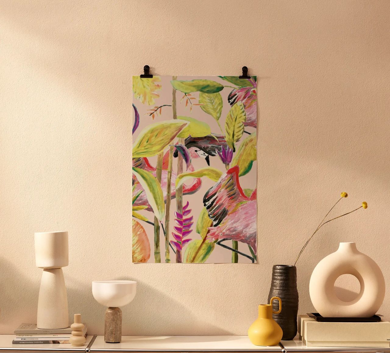 Wild Jungle Stories Flamingo poster de Femke Zwaan